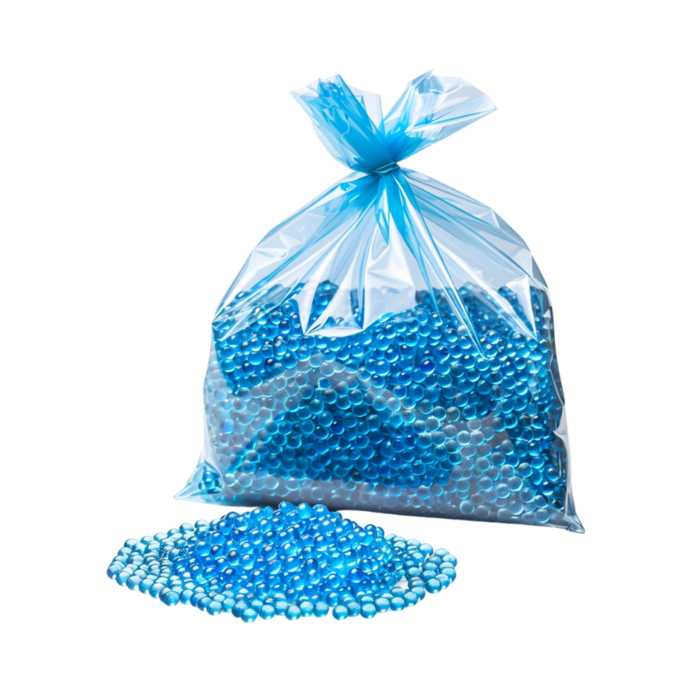 Plastic Bag Full of Blue Caviars on Transparent Background png