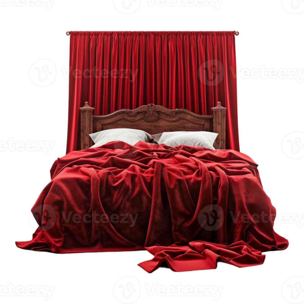 Red Soft Couple Bed on Transparent Background png