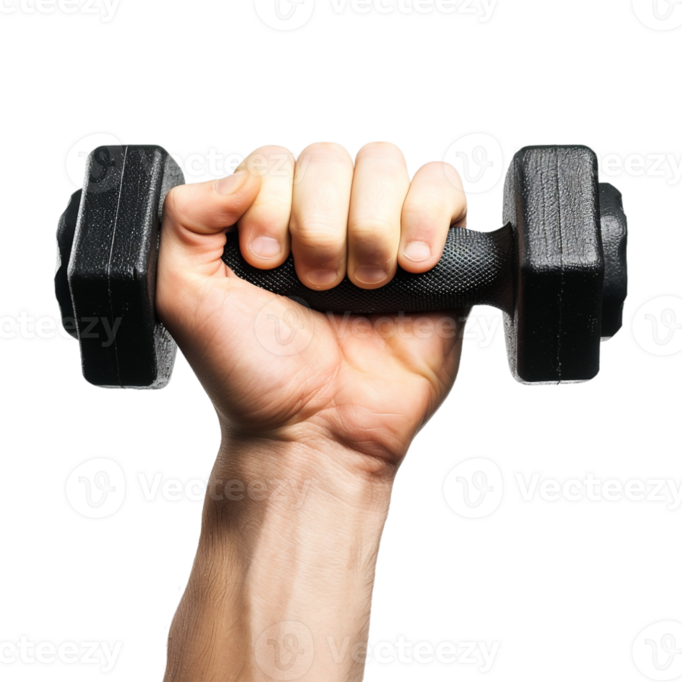 Gym Dumbbell in Hand on Transparent Background png
