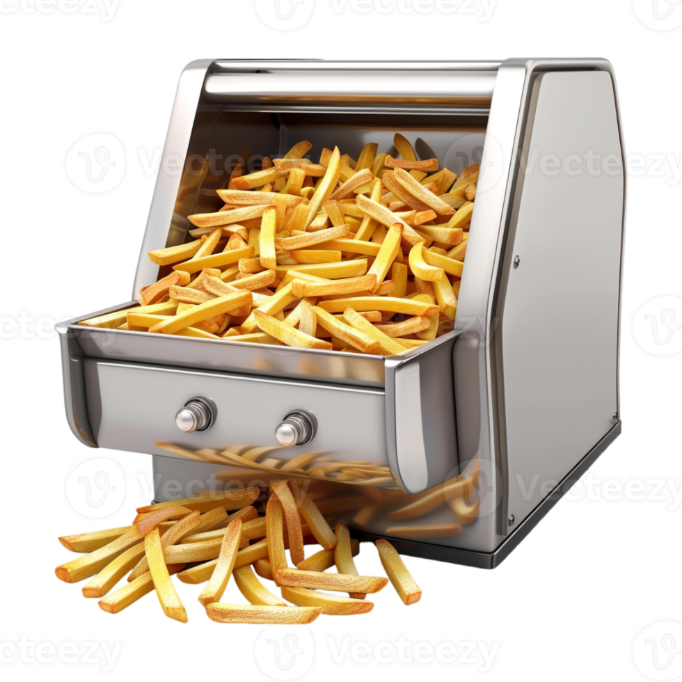 Fries Making Machine and Fries in It on Transparent Background png