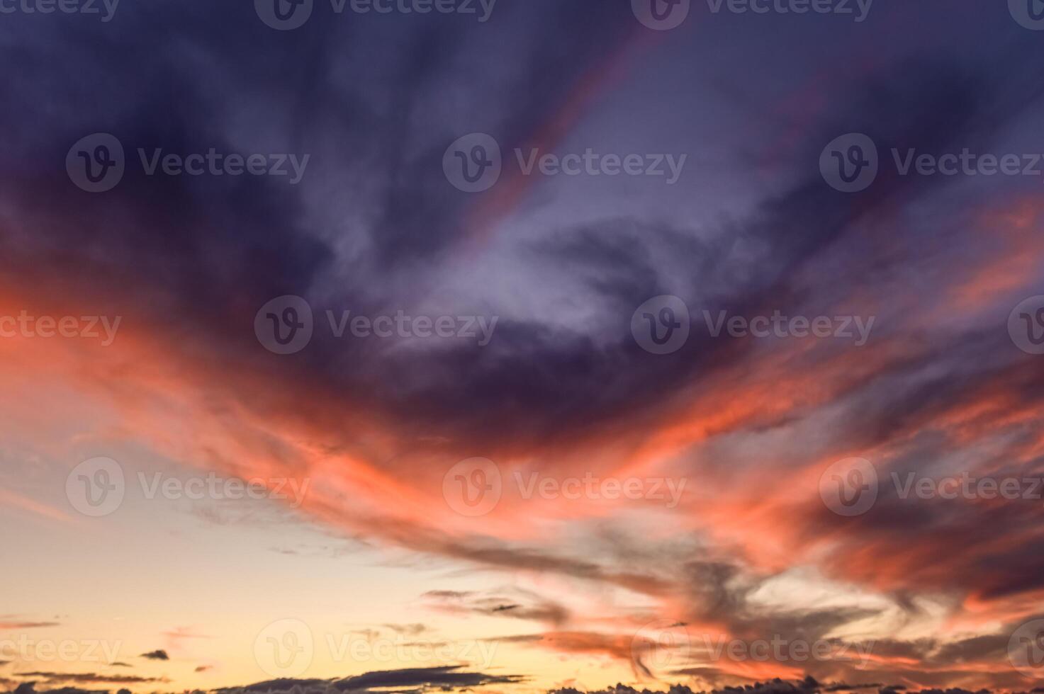 dramatic sky at sunset in winter in Cyprus photo
