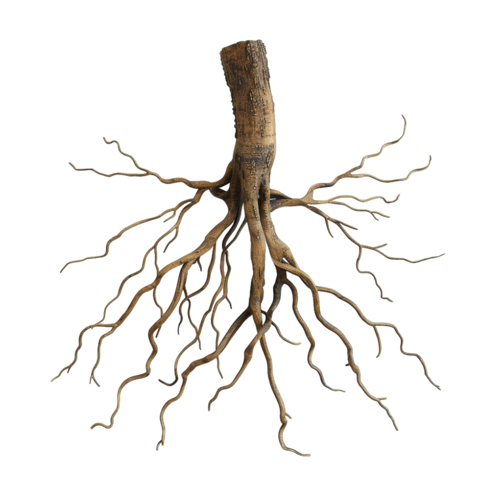 arbre avec les racines sur transparent Contexte png