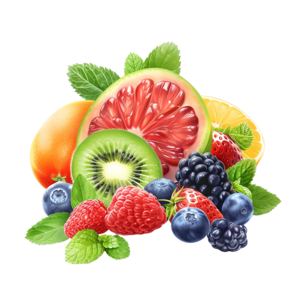 Mix Fruits Sliced on Transparent Background png
