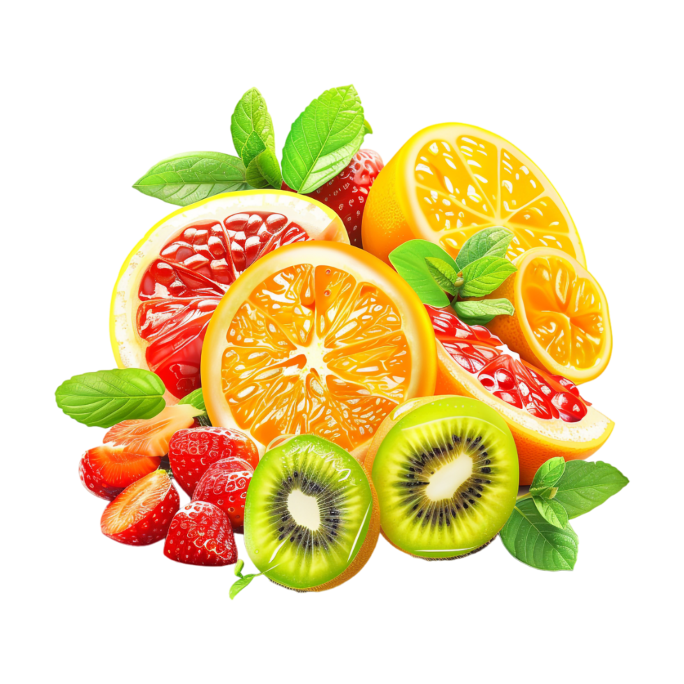 Mix Fruits Sliced on Transparent Background png