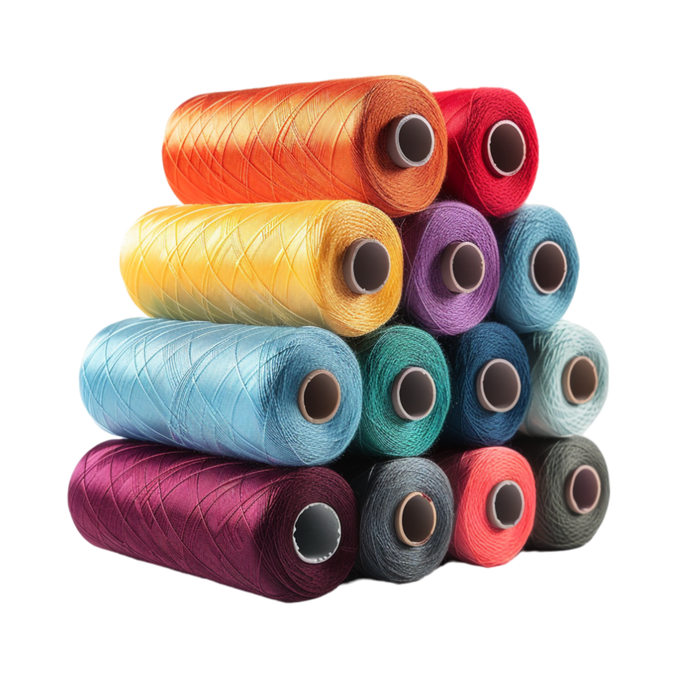 Stack of Sewing Threads on Transparent Background png