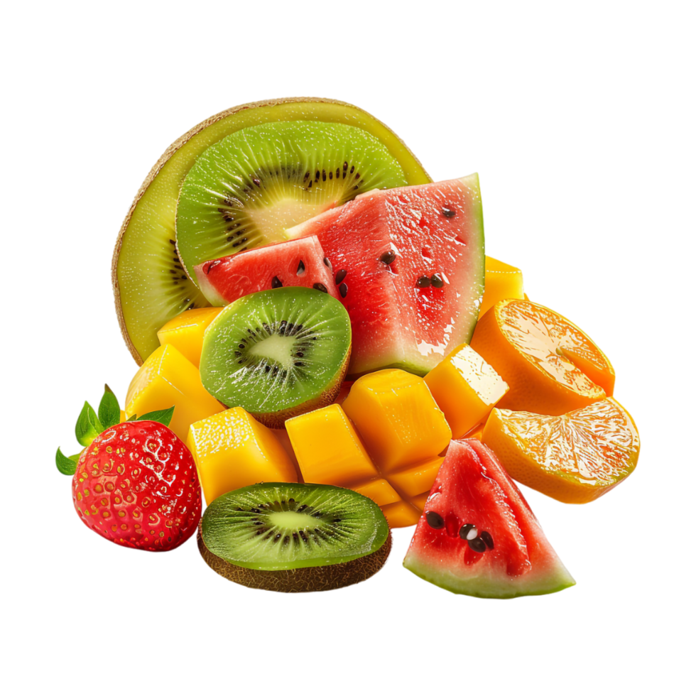 Mix Fruits Sliced on Transparent Background png