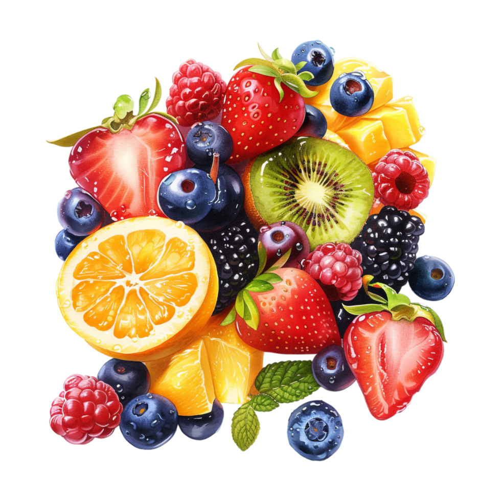 Mix Fruits Sliced on Transparent Background png