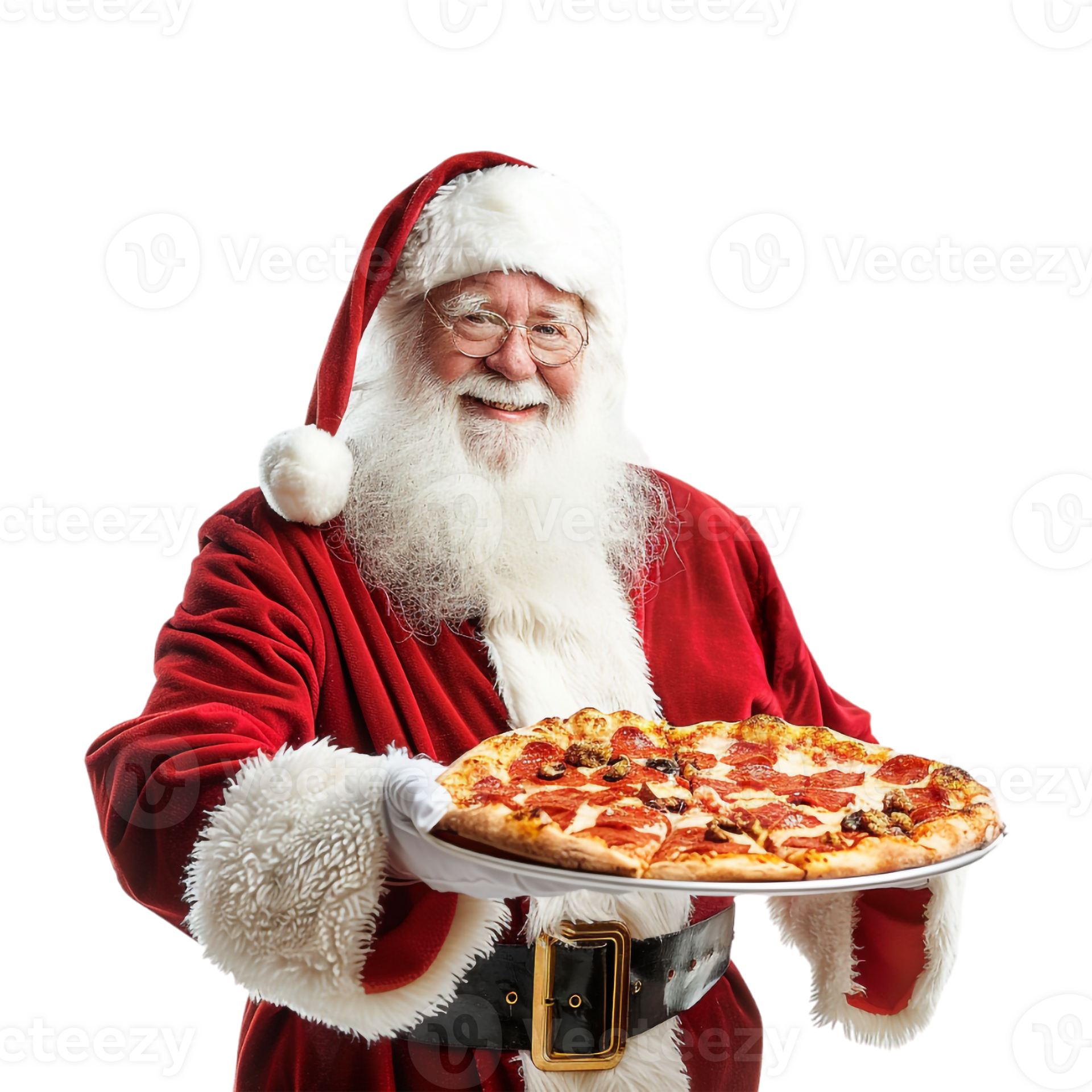 Santa Claus Holding Pizza on Transparent Background 47117608 PNG