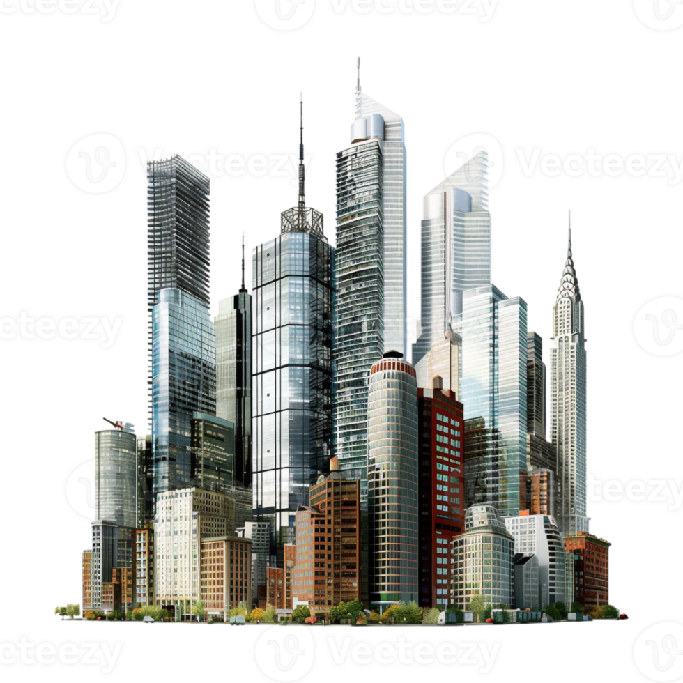 Buildings Skyscrapers Footer on Transparent Background png