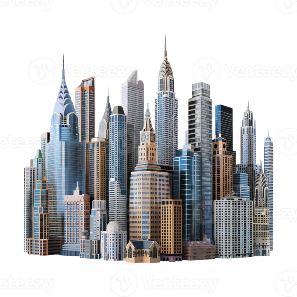 Buildings Skyscrapers Footer on Transparent Background png
