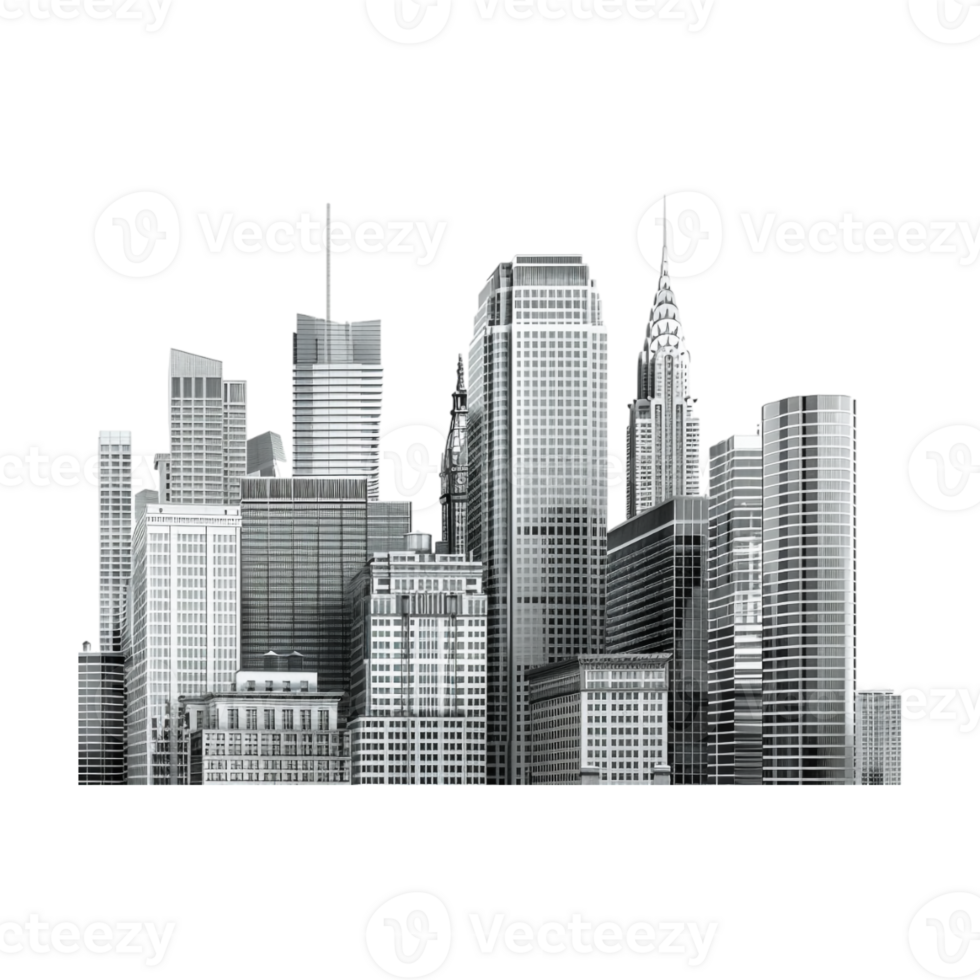 Buildings Skyscrapers Footer on Transparent Background png