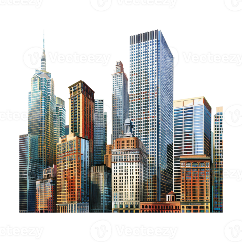 Buildings Skyscrapers Footer on Transparent Background png