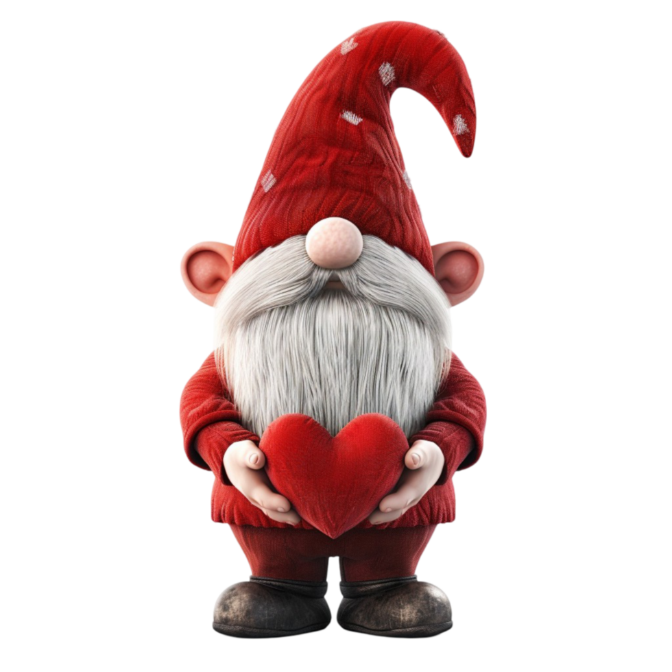 Animated Gingerbread Man with Red Hat Holding Heart AI-Generative png