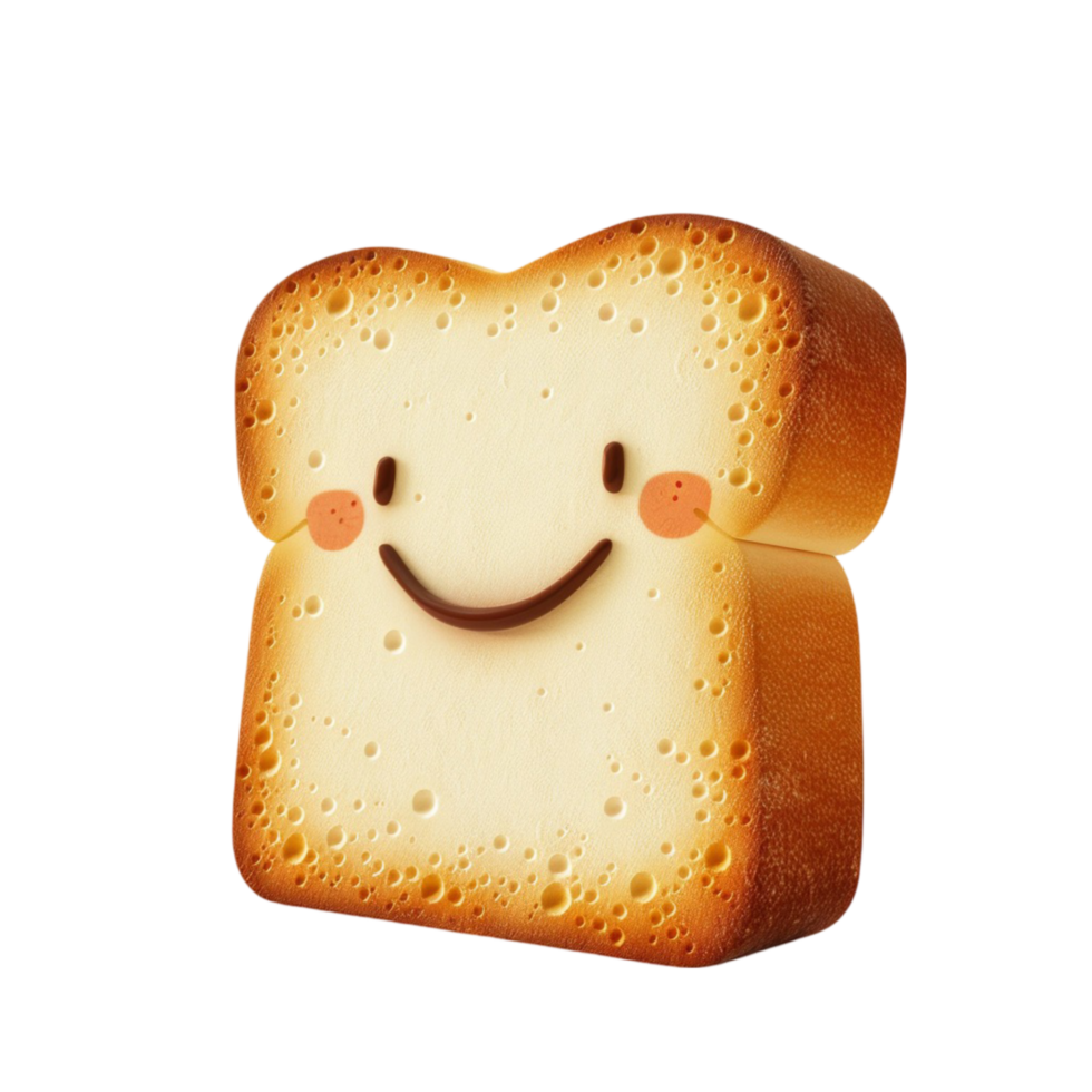 Smiling Slice of Bread with Face and Cheerful Expression AI-Generative png