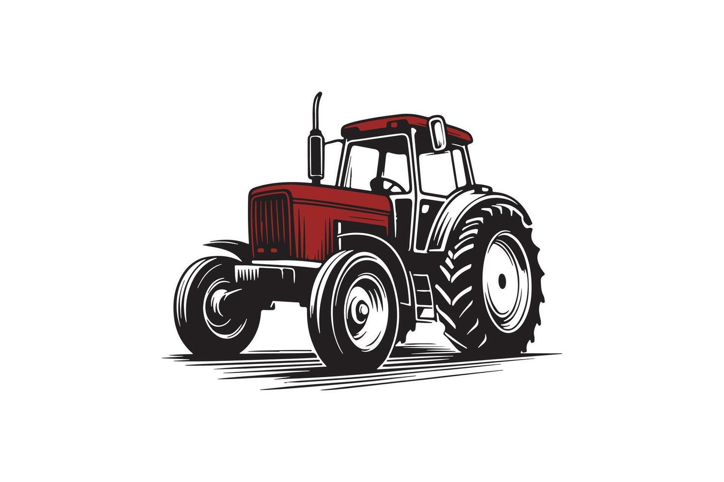 Vintage tractor silhouette vector