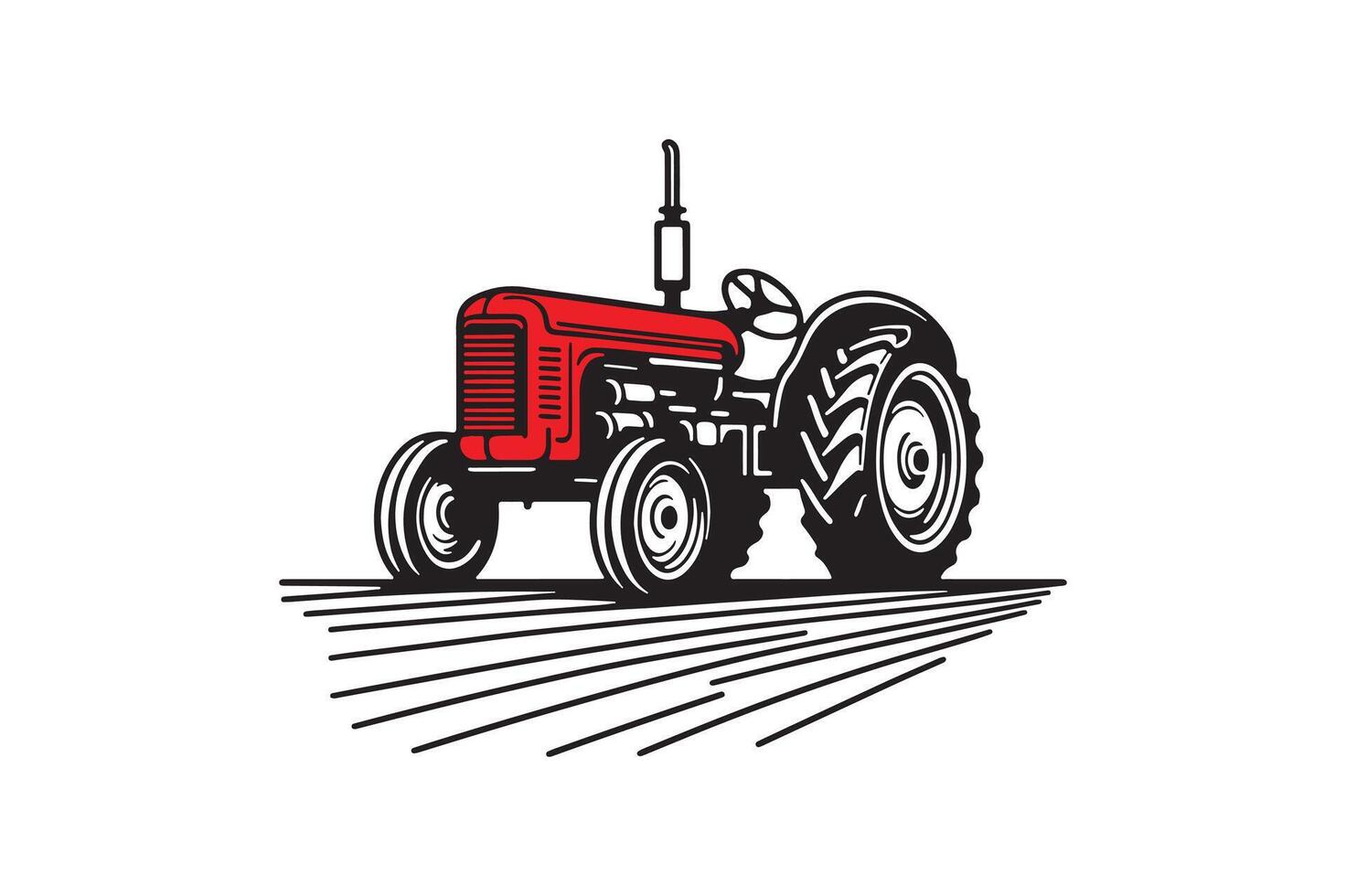 Vintage tractor silhouette vector