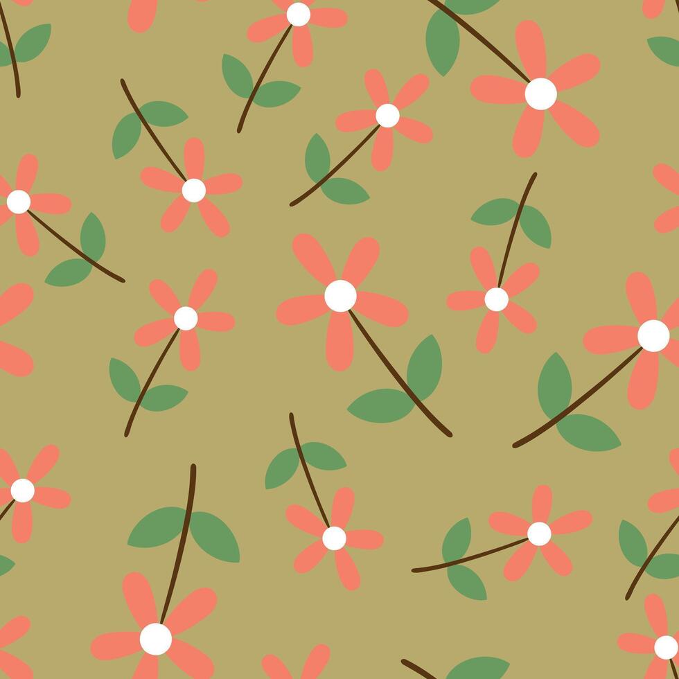 Seamless pattern with cartoon flowers, for fabric prints, textiles, gift wrapping paper. children's colorful , flat style vector