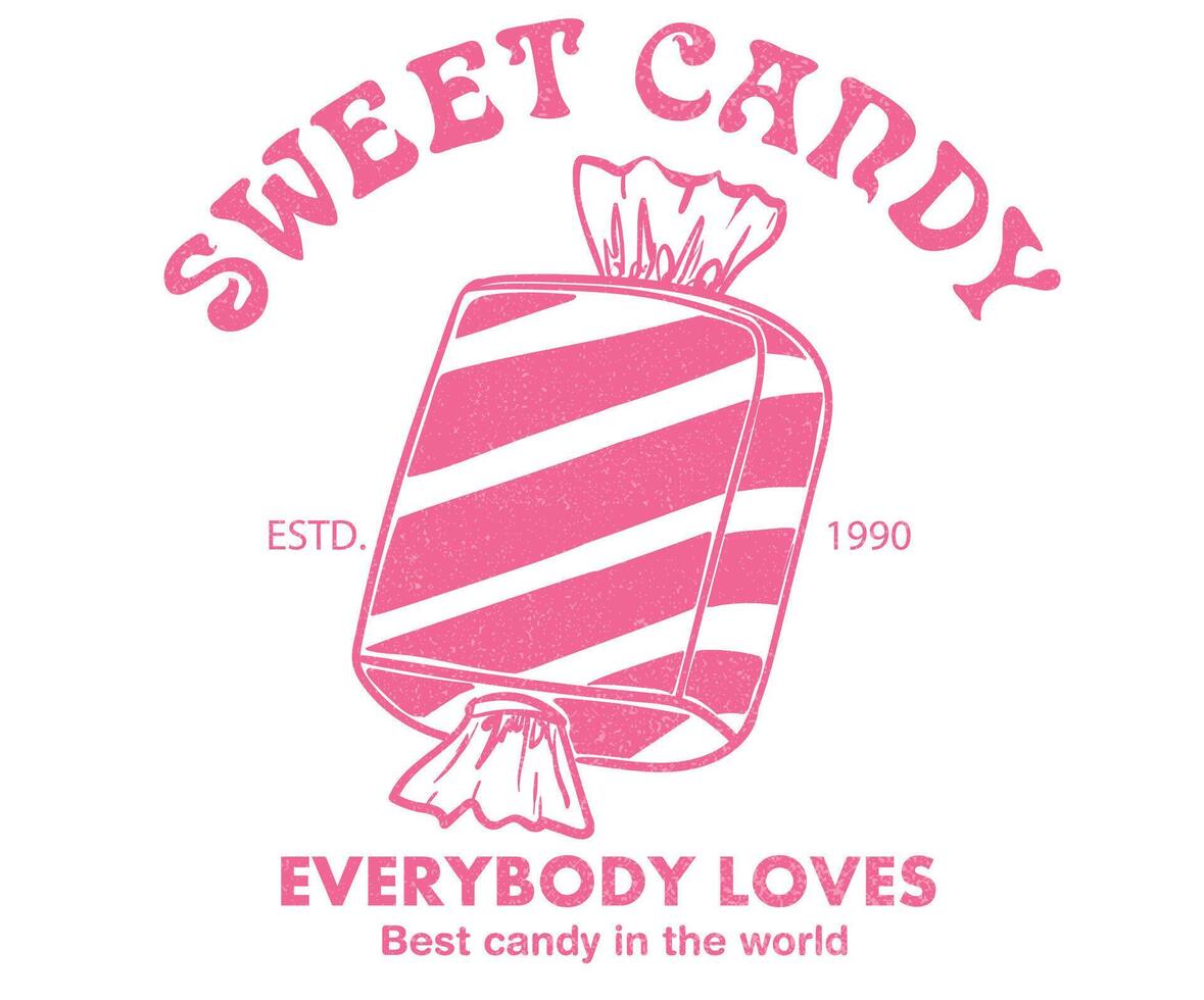 Candy print design for t shirt print, poster, sticker, background and other uses. Candy clipart, Sweet candy drawing for kid, girl, boy. vector