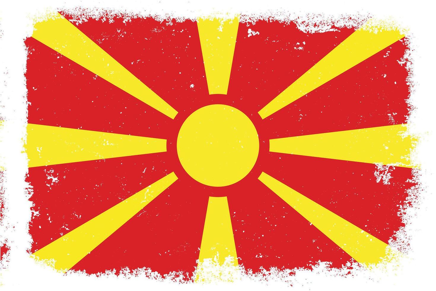 Vintage flat design grunge Macedonia flag background vector