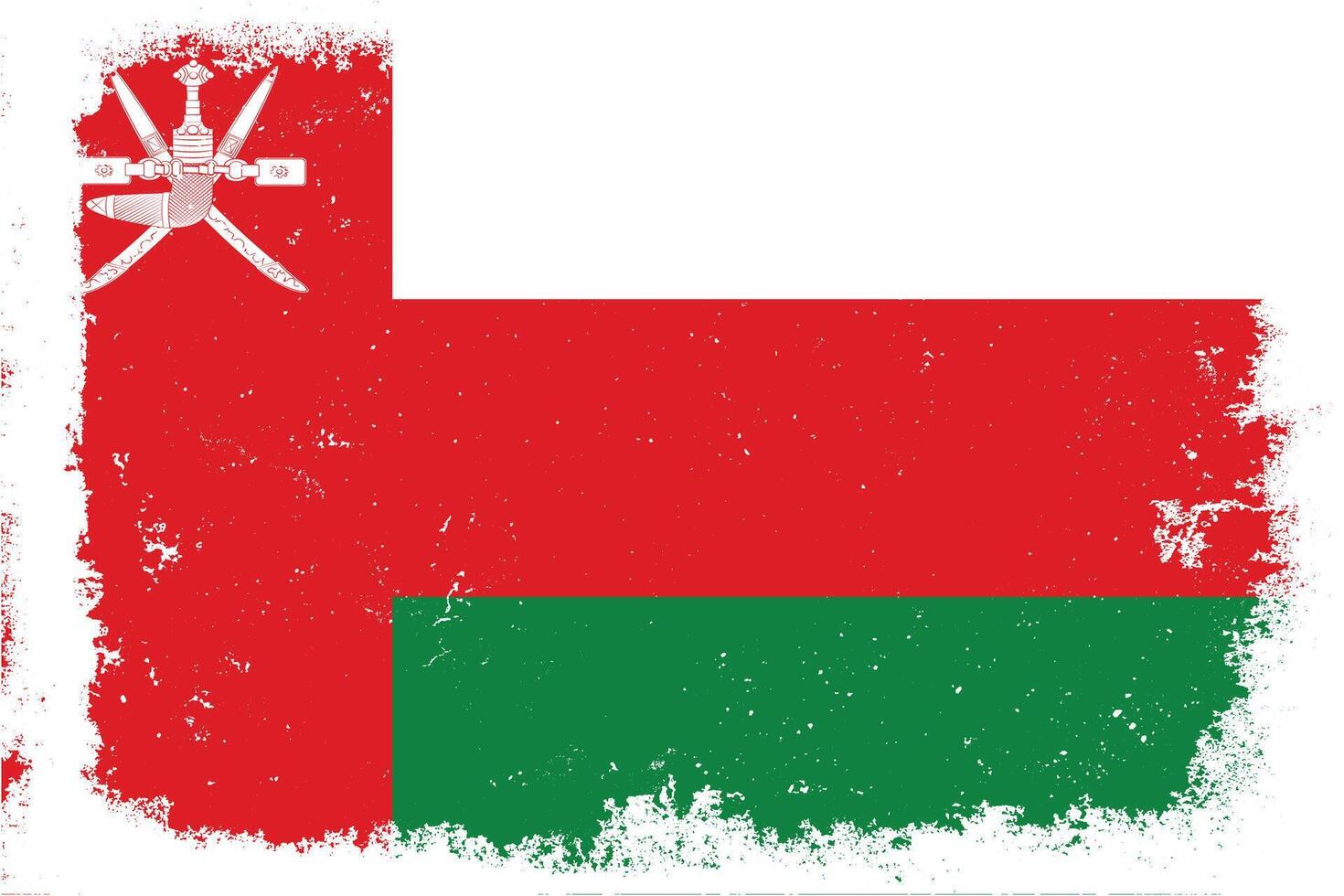 Vintage flat design grunge Oman flag background vector