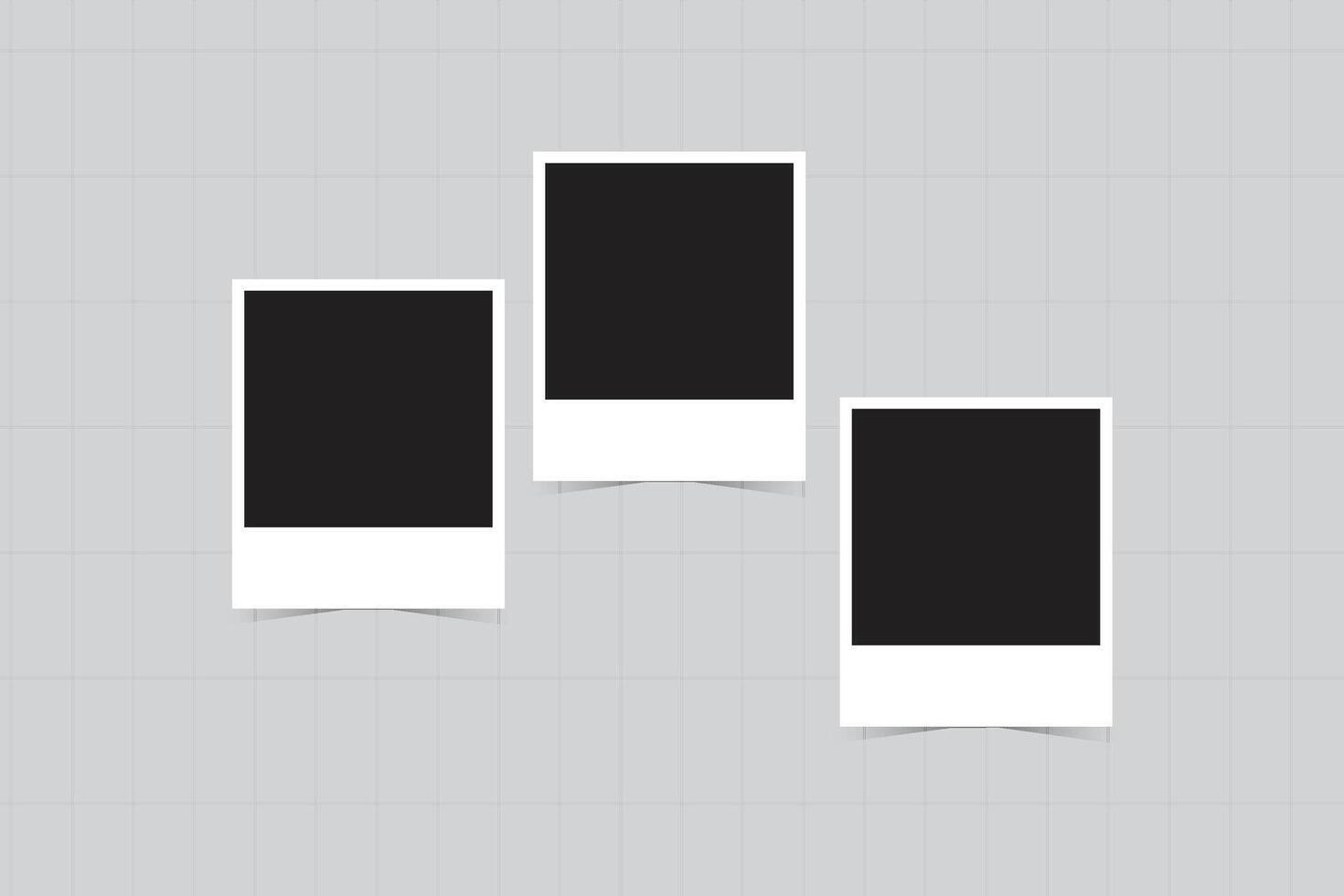 Collage of three empty photo frames vector