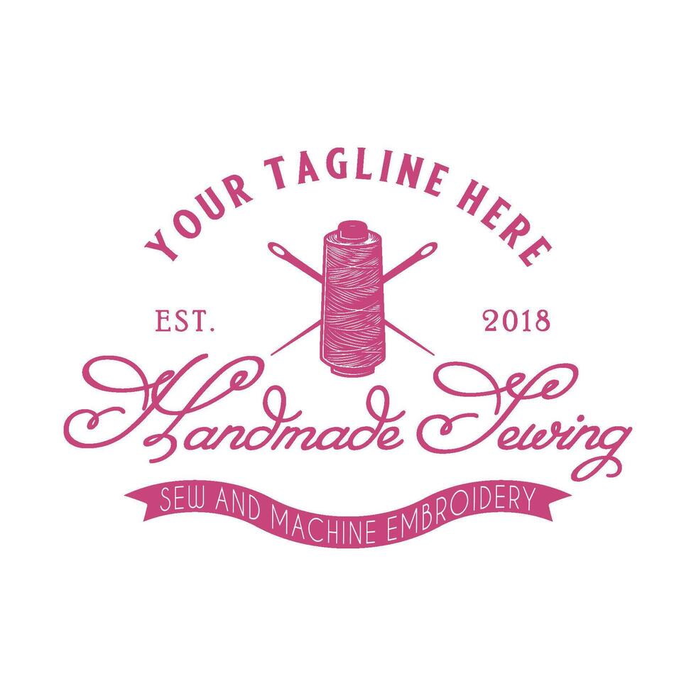 sewing logo design, sewing needle and thread concept. for sewing needs shops, sewing and others vector