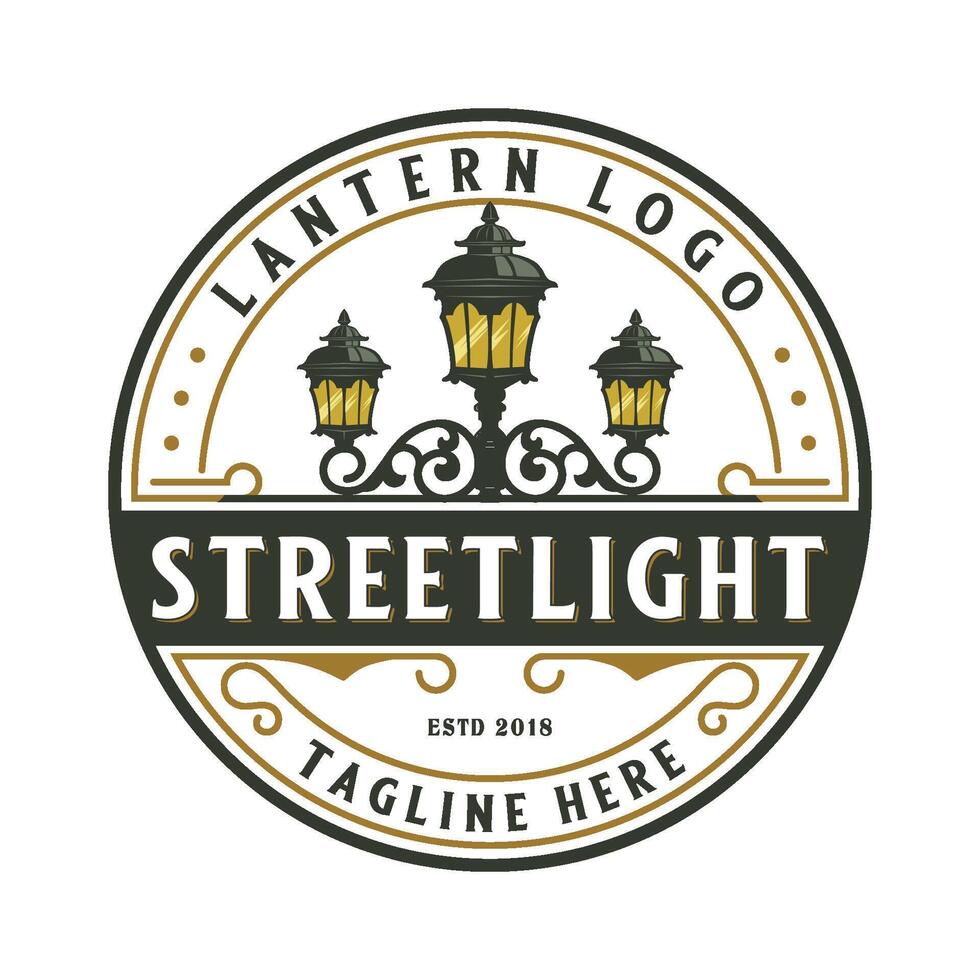 street light emblem logo. classic street lamp concept. vector