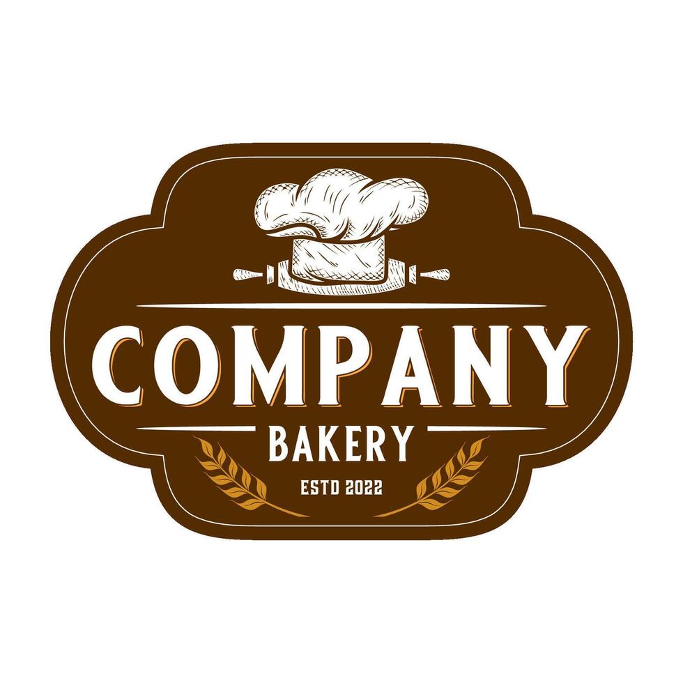 vintage bakery logo design. quinoa, chef's hat and bread, perfect for bakery, label or bread making production. vector