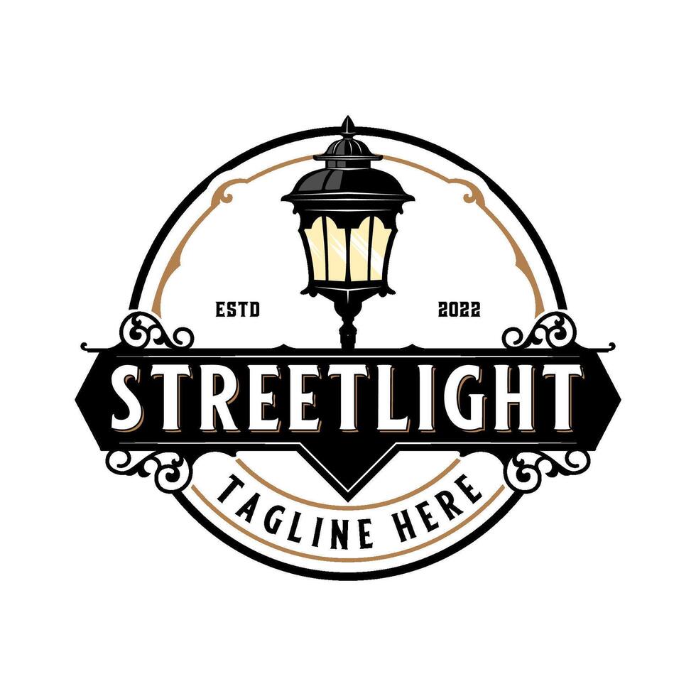 street lamp design logo. street chandelier concept with a pole in the middle. vector