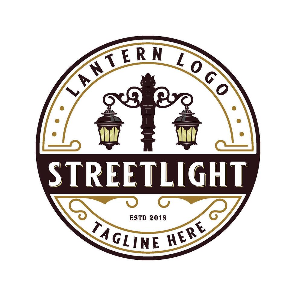 street light logo design. street lamp concept in vintage style. vector