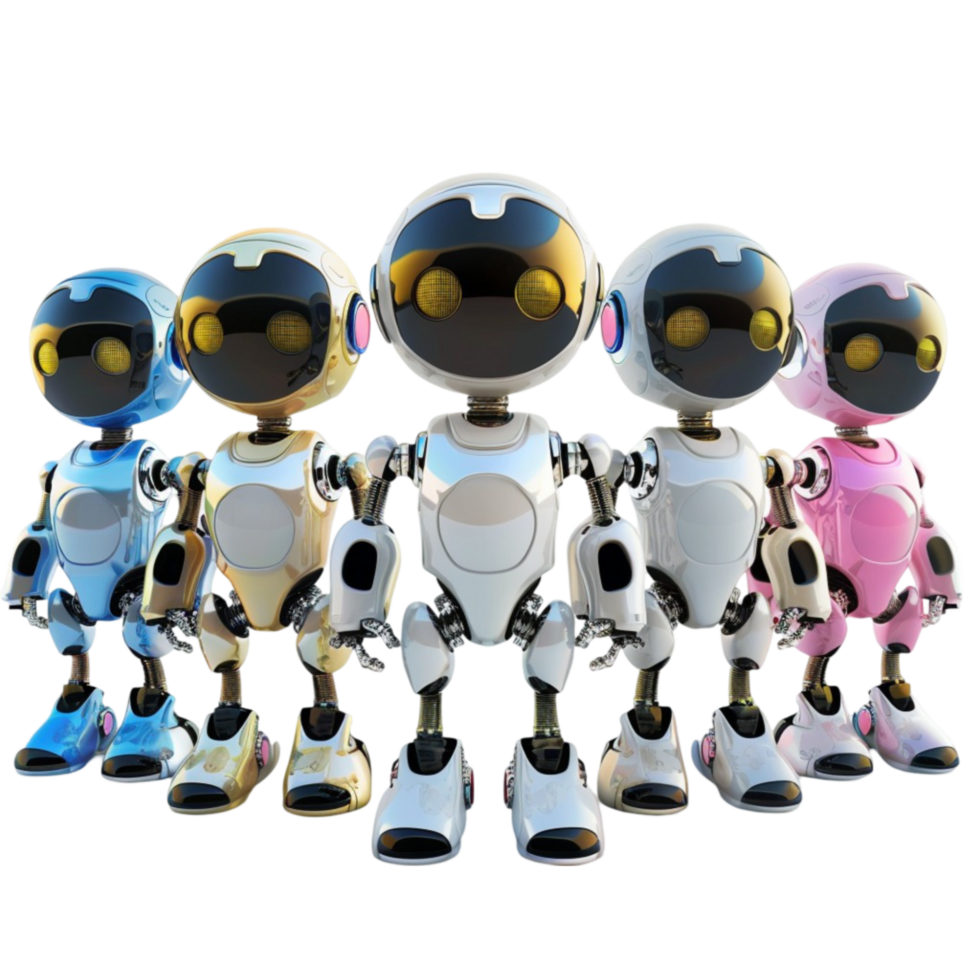 Group of Five Robots in Different Colors AI-Generative 47118046 PNG