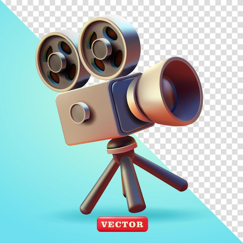 Antique film camera, 3d. Suitable for cinema and design elements vector