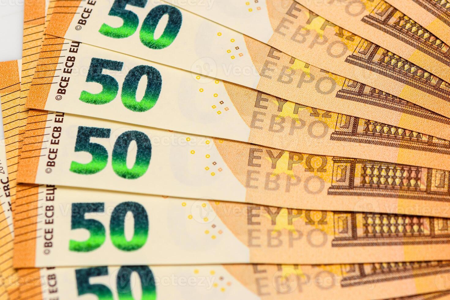 Fan of 50, euro isolated on white background. Euro money notes. Fan of euro banknotes isolated.1 photo