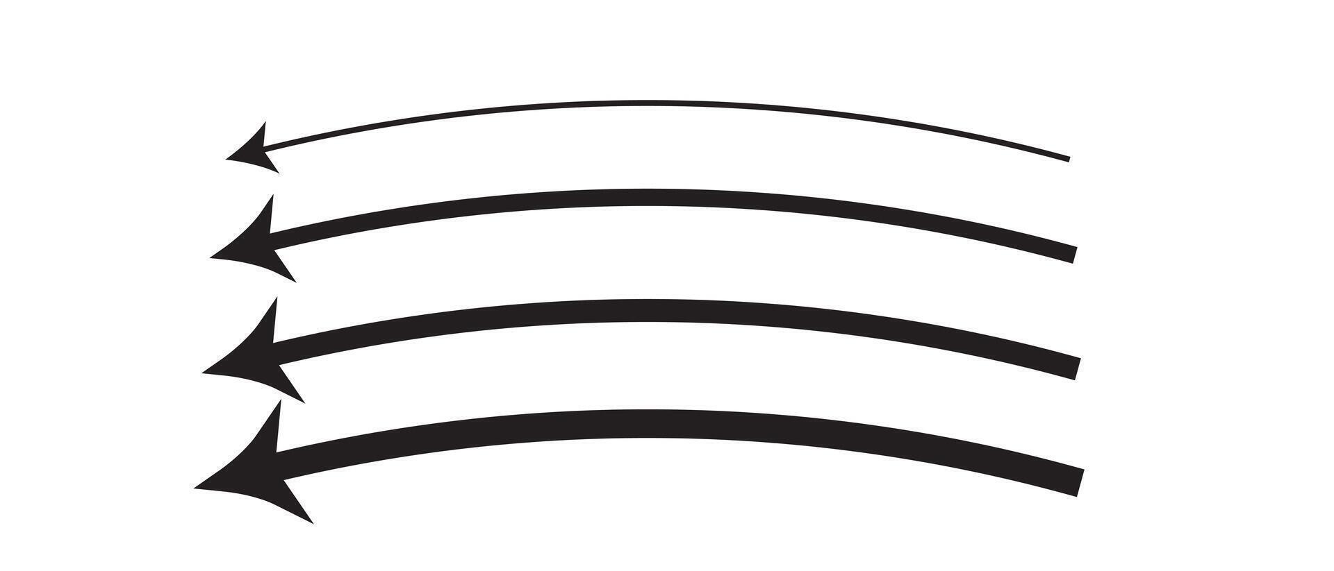 Black arrow icon isolated on white background. Horizontal dual long straight , left side arrow signs. Arrow indicated the direction symbol. Curved arrow icon . vector