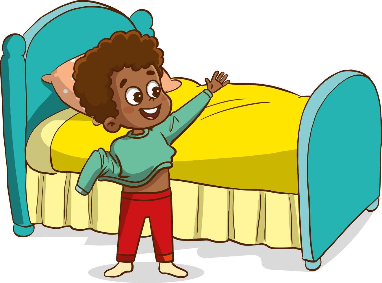Cute little boy wearing clothes get dressed daily routine activity vector