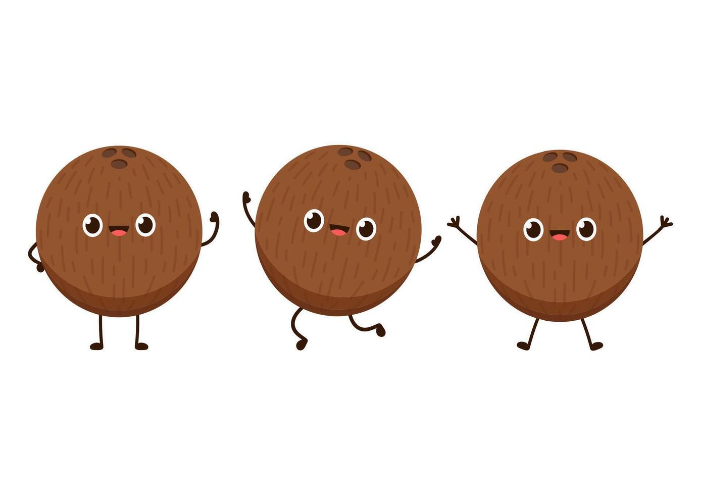 Coconut cartoon character. flat illustration isolated on white background. vector