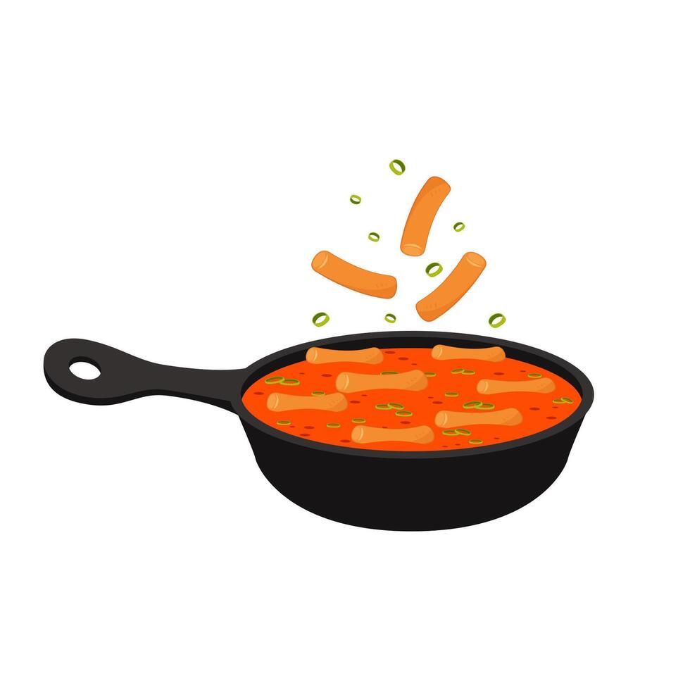 Tteokbokki Noodle . Tteokbokki is korean food. Korean bowl . Korean bowl on white background. vector