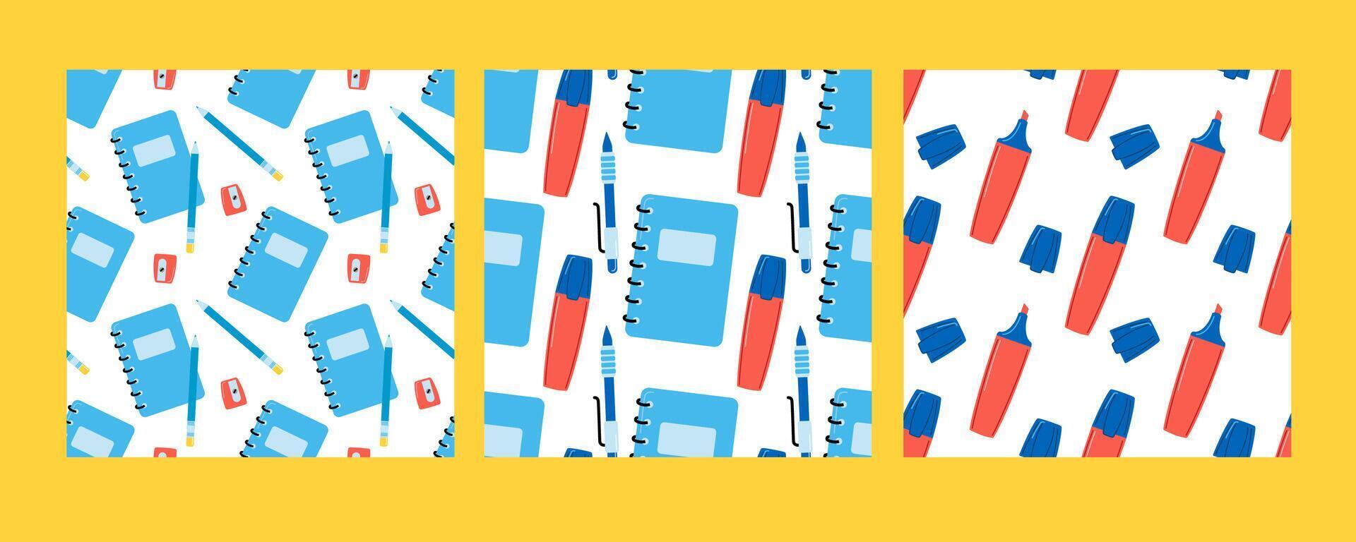Back to School Seamless pattern, school supplies background. vector