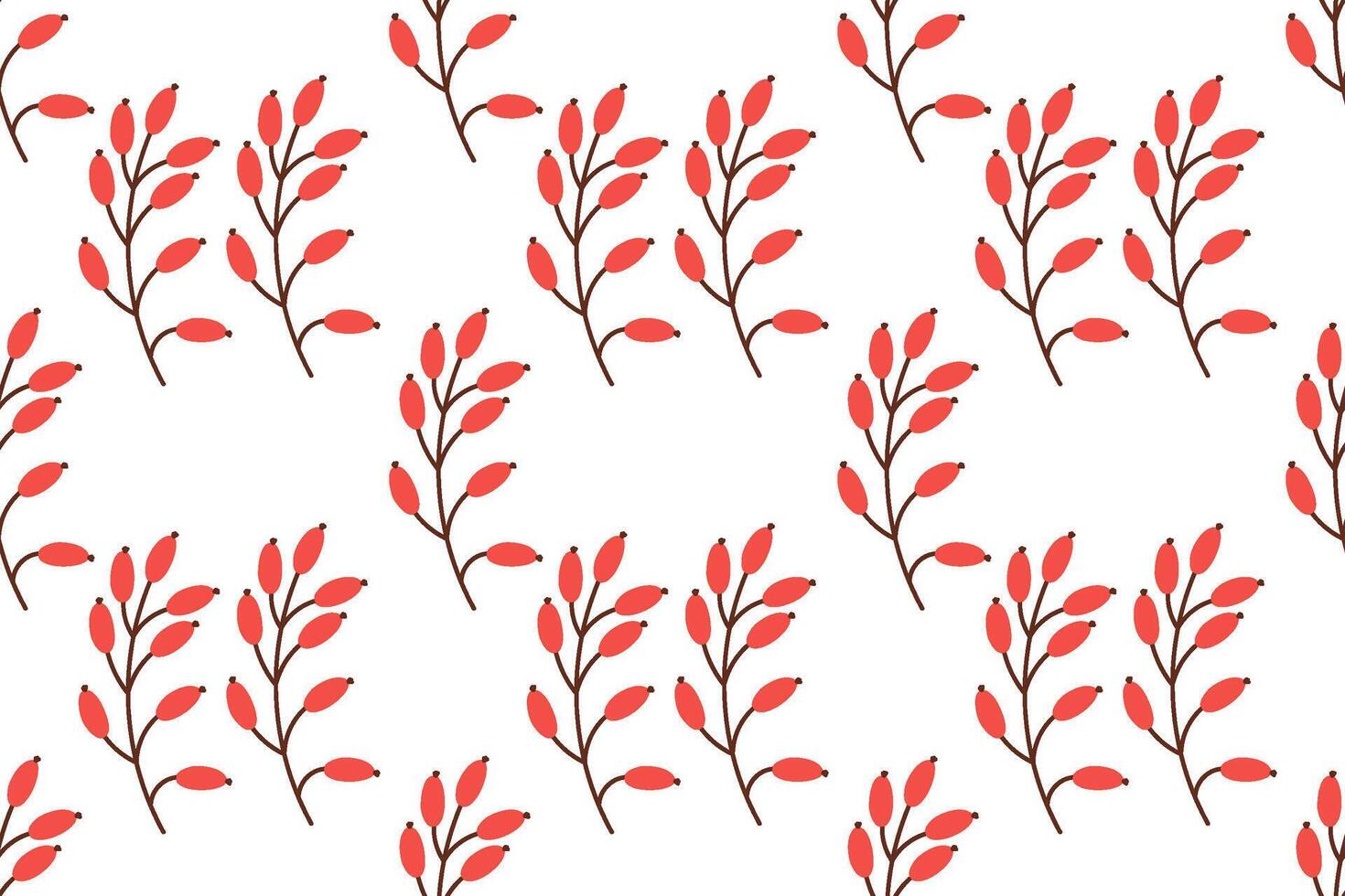 Red Berries Branch Seamless Pattern vector