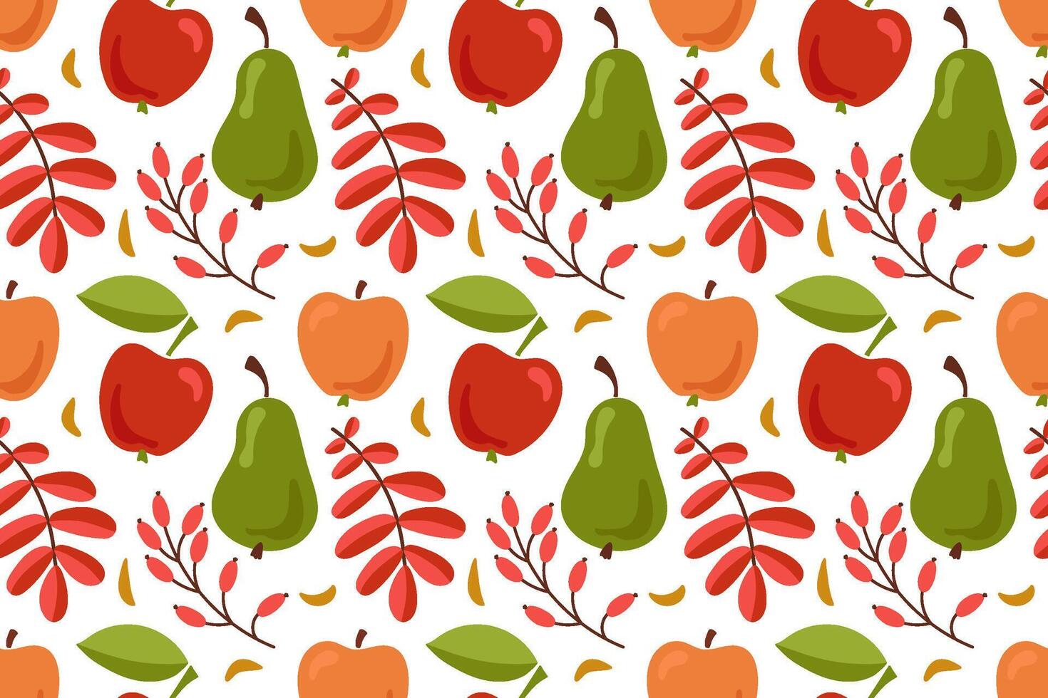 Autumn Fruit and Leaf Seamless Pattern vector