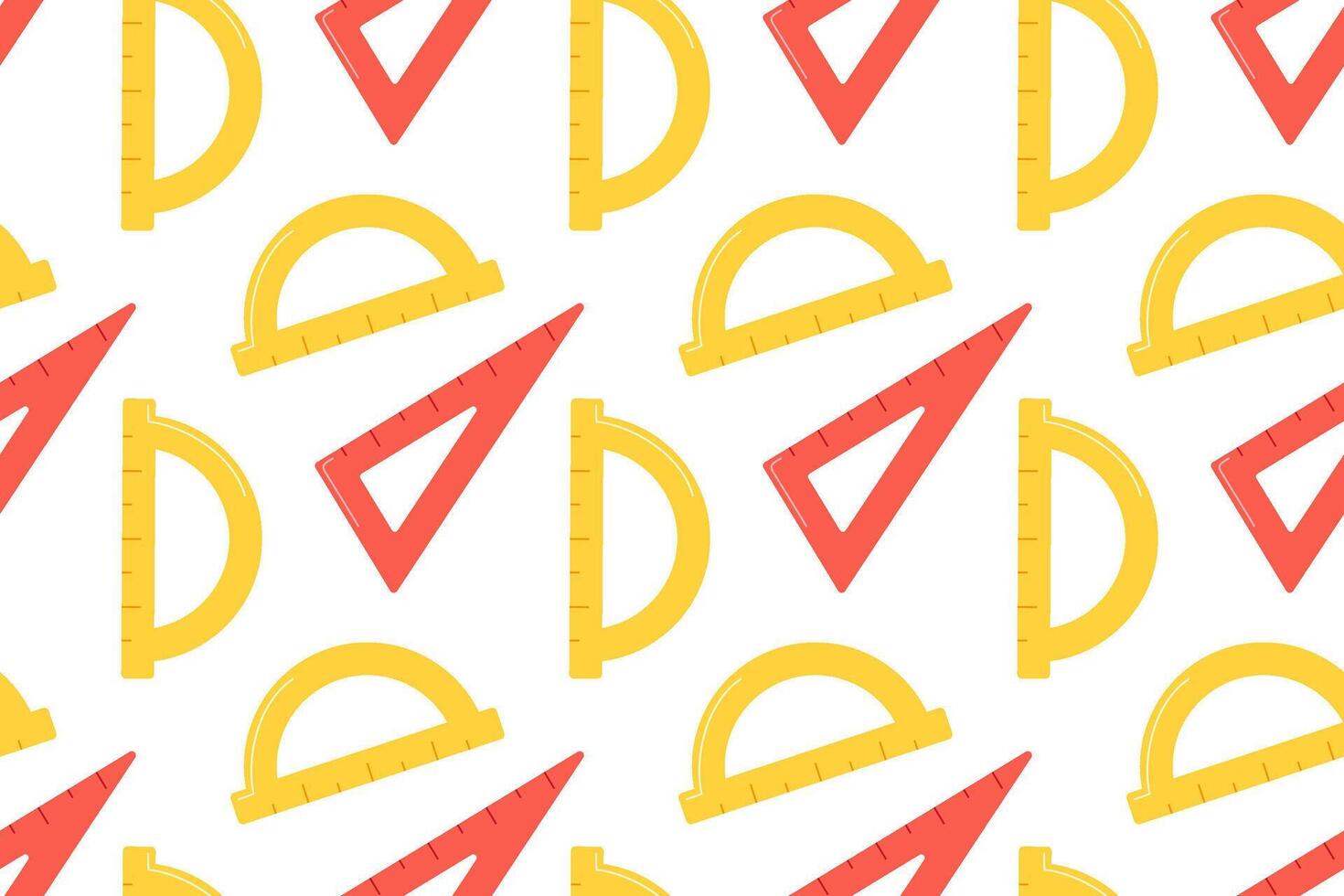 Graphic seamless pattern with school kit accessories. triangles vector