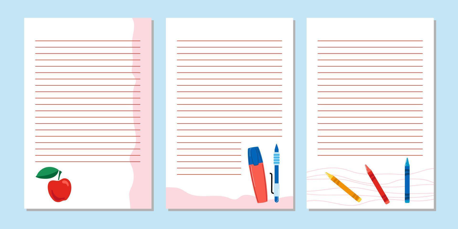 Cute scrapbook templates for planner, notepad, online diary notes, to do, to buy and other vector