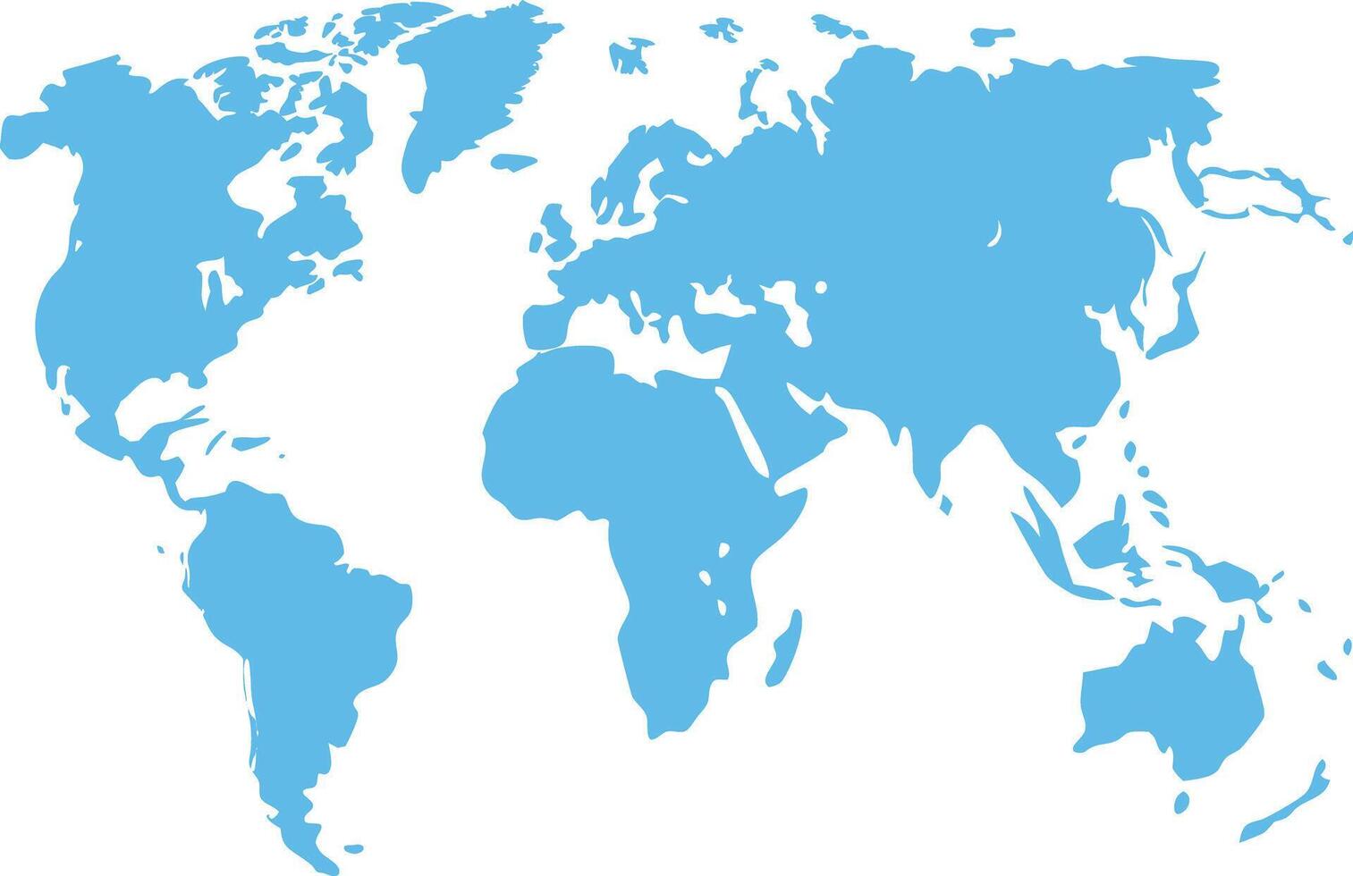 global icon blue world map isolated on white background World map template for website infographics design Flat earth world map illustration vector