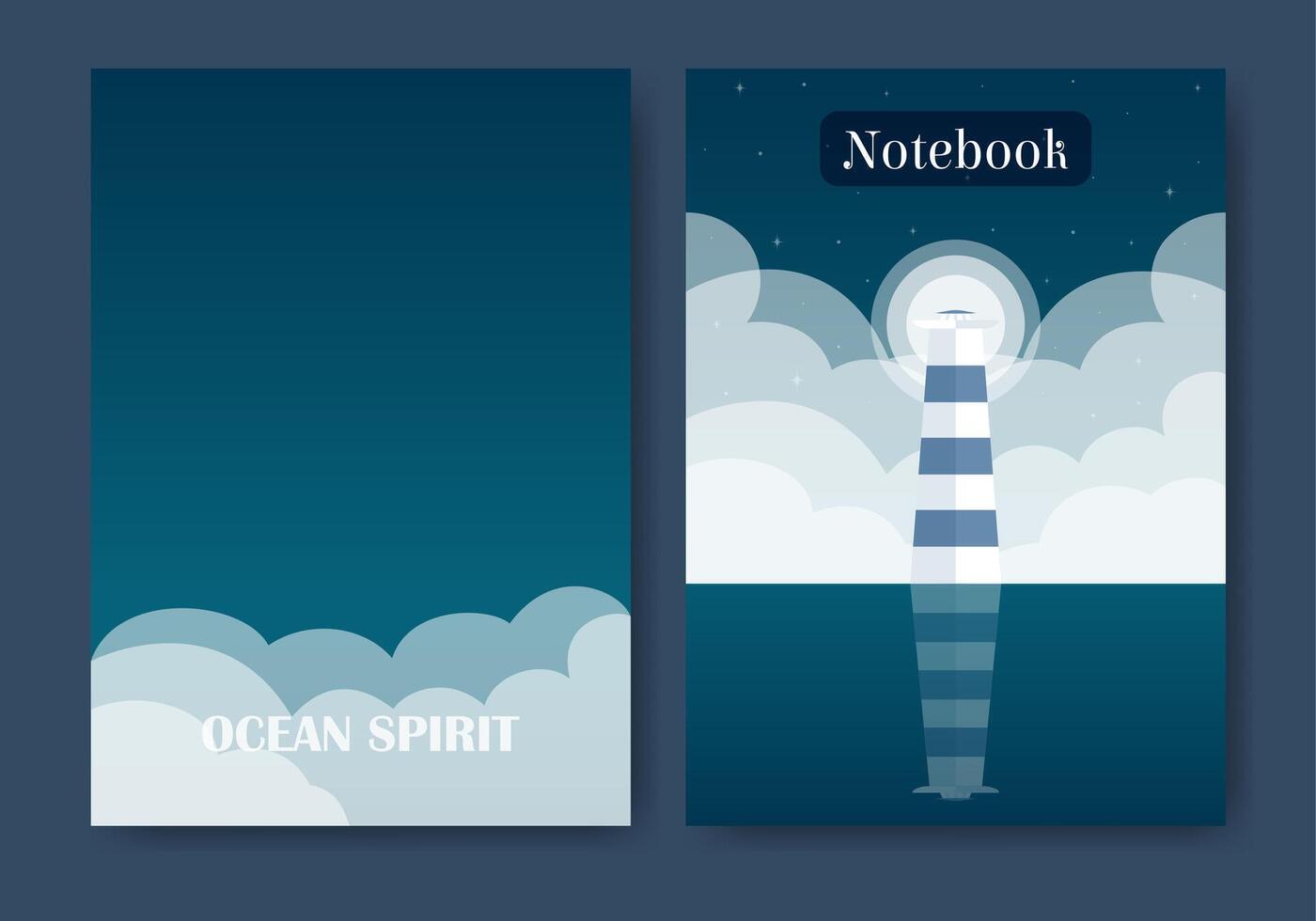 Notebook cover page illustration. Worksheet nautical landscape 2d cartoon art. vector