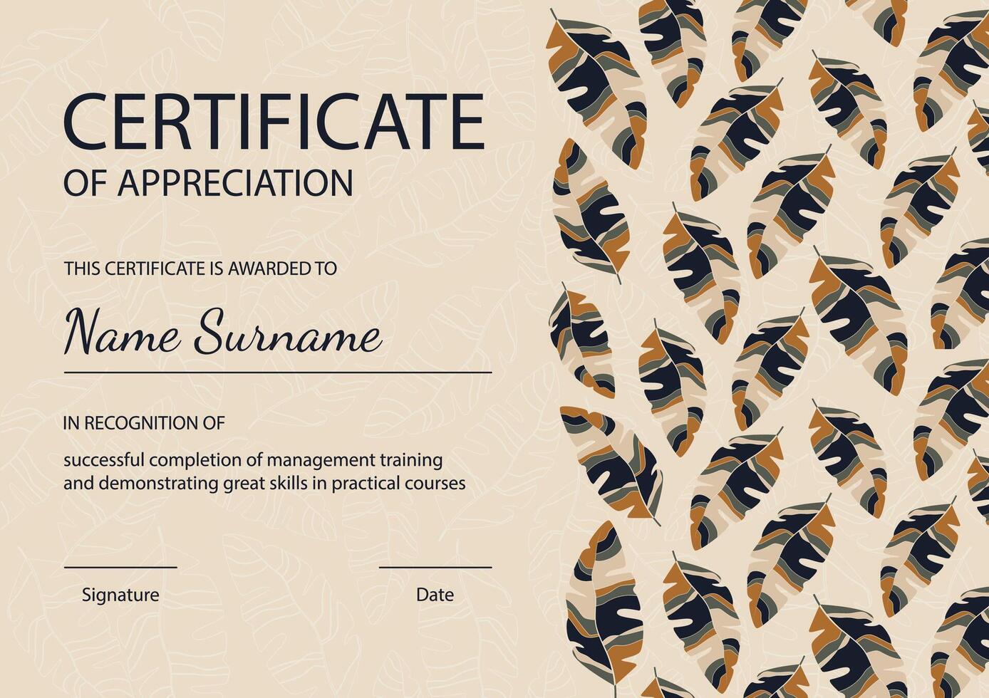 Certificate of appreciation template, flourish design. Modern corporate certificate with colorful elements. Diploma vector