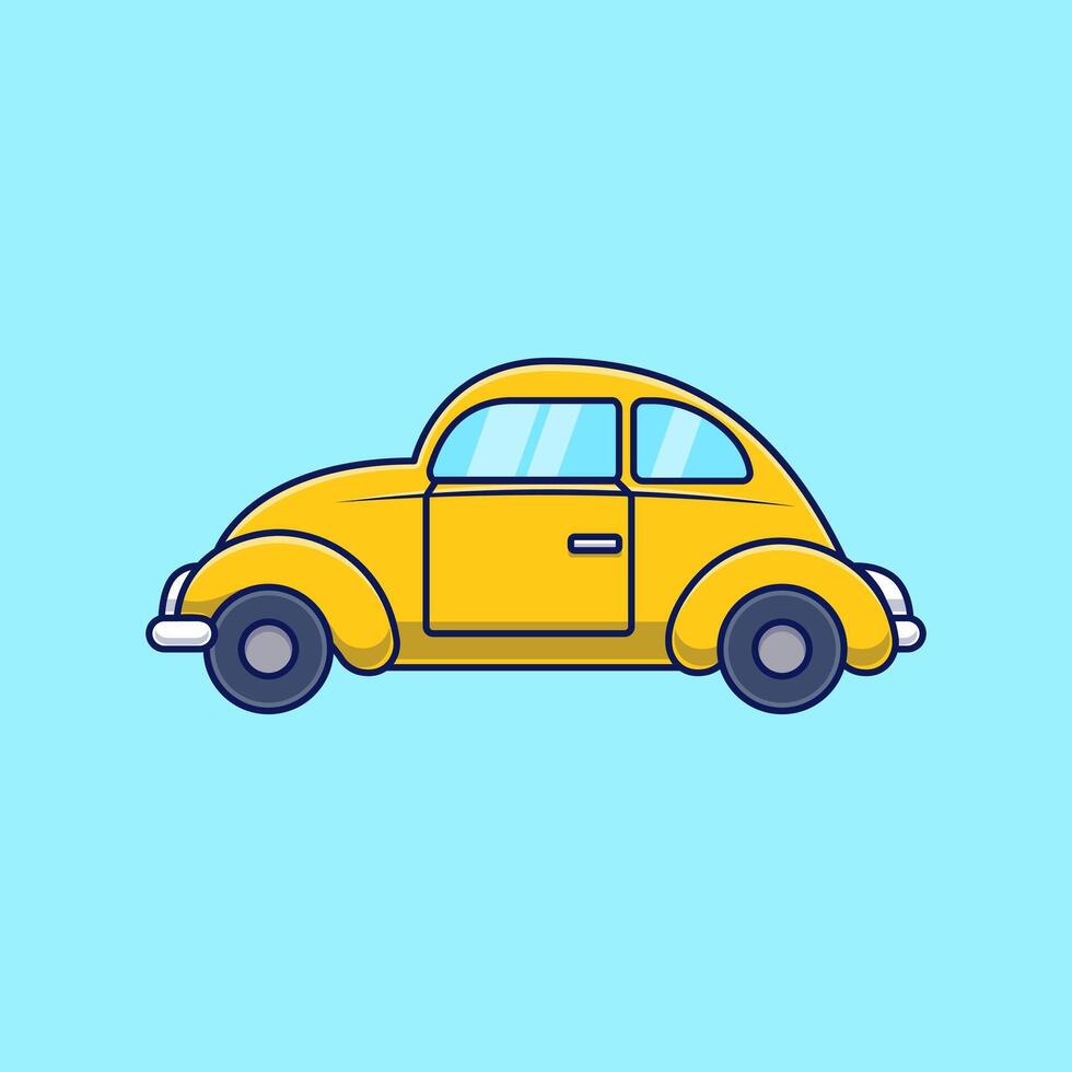 Classic Minivan Frog Car Cartoon Icon Illustration. Transportation Technology. Flat Cartoon. Suitable for any creative project. vector