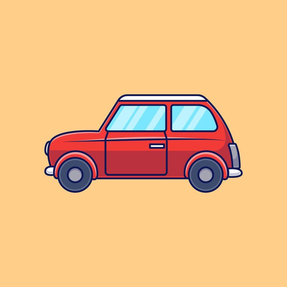 Mini Compact Car Cartoon Icon Illustration. Technology Transportation. Flat Cartoon vector