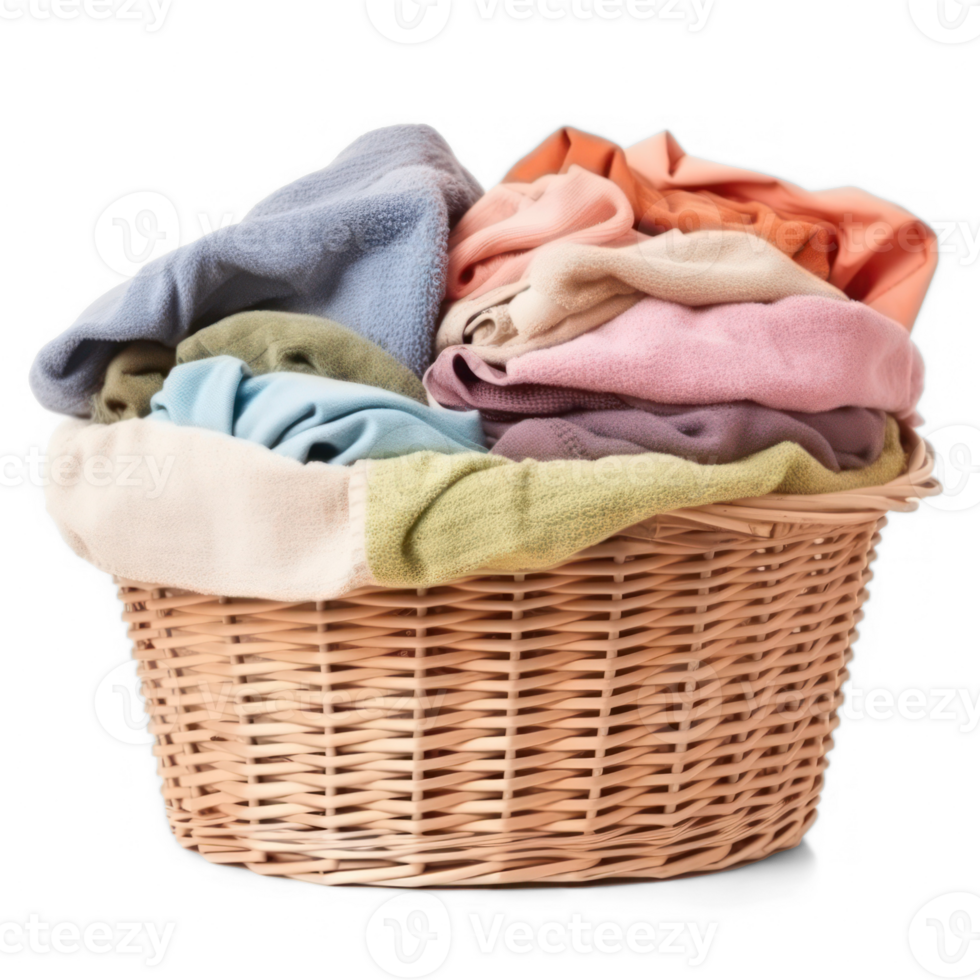 a basket full of clothes on a transparent background png