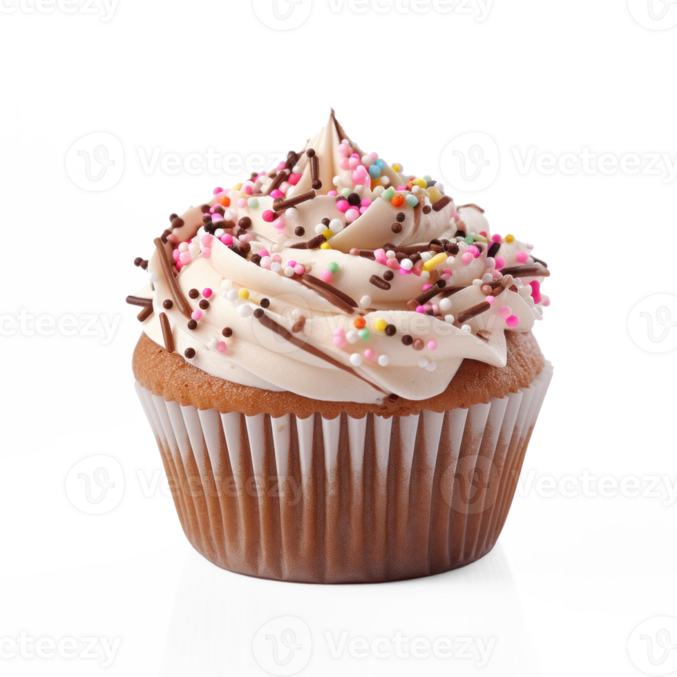 cupcake with frosting and sprinkles on a transparent background png