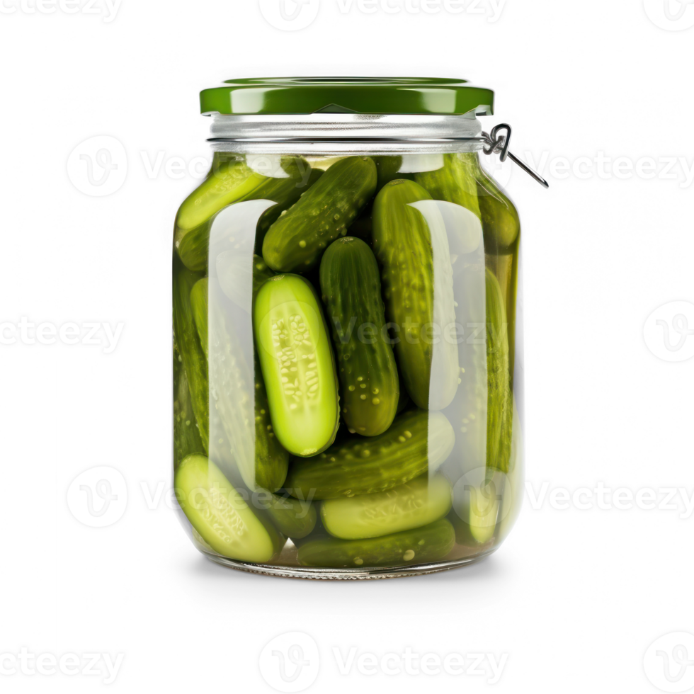 a jar full of pickles on a transparent background png
